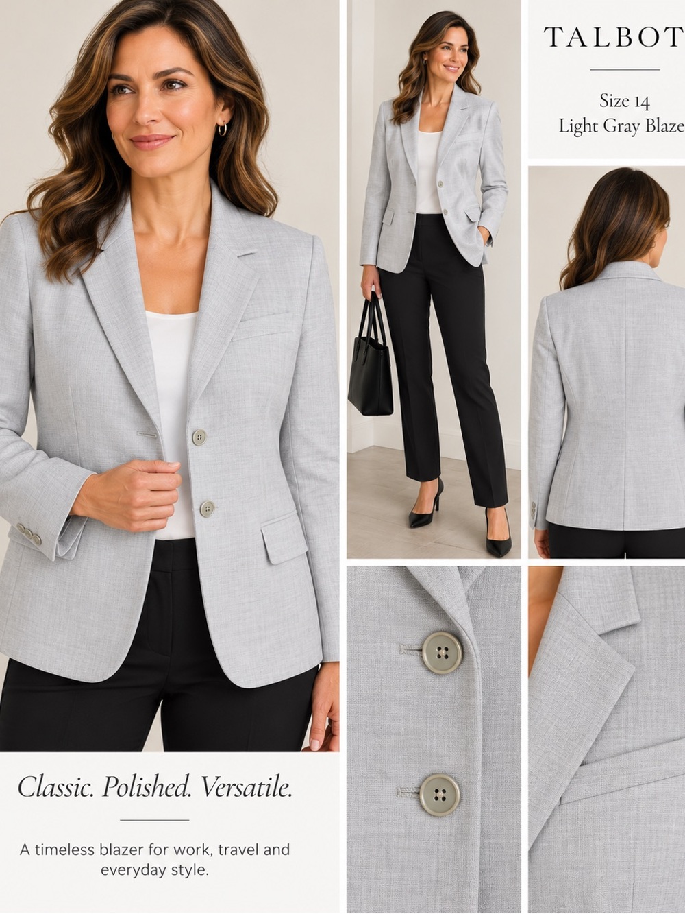 Talbots Light Gray Classic Blazer - Sleek Tailored Look